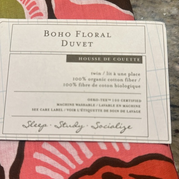 New Pottery Barn Dorm Boho Floral Twin Duvet Organic Cotton OEKO TEX Certified - Picture 3 of 6